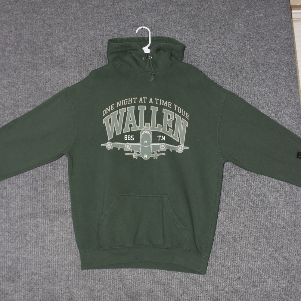 Morgan Wallen Hoodie Mens L Green One Night At A Time Tour 2024 Event Souvenir